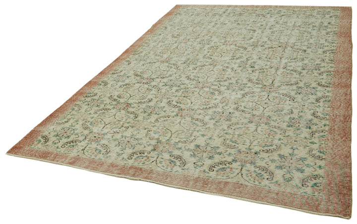 6x10 Beige Turkish Vintage Area Rug - 41695