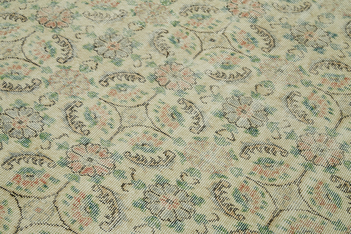 6x10 Beige Turkish Vintage Area Rug - 41695