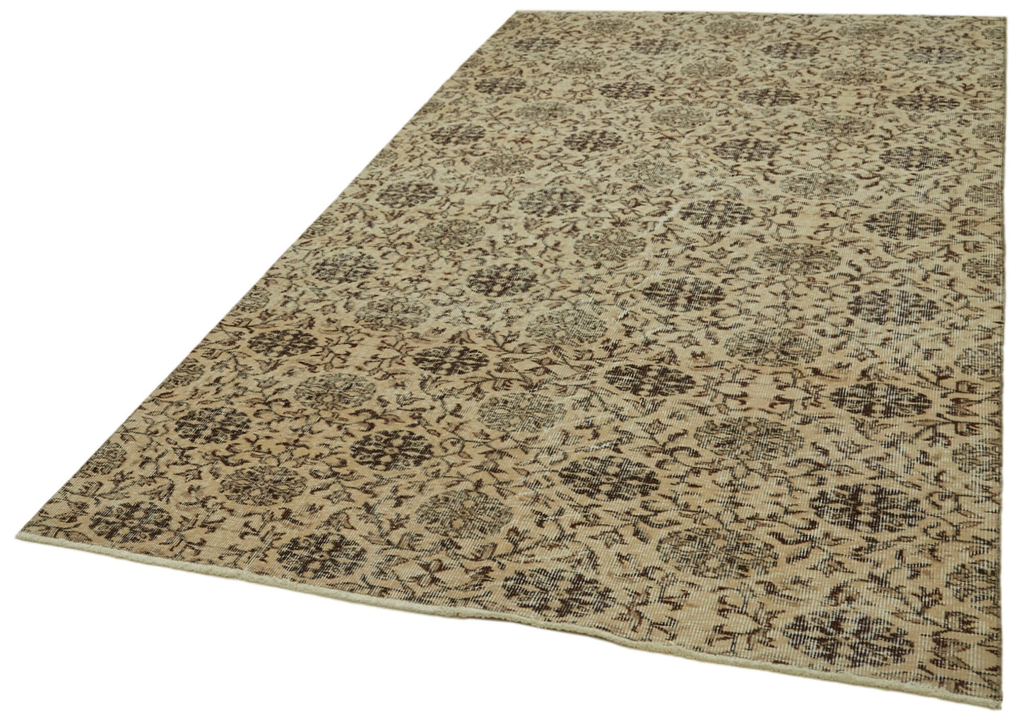 5x9 Beige Turkish Vintage Area Rug - 41696