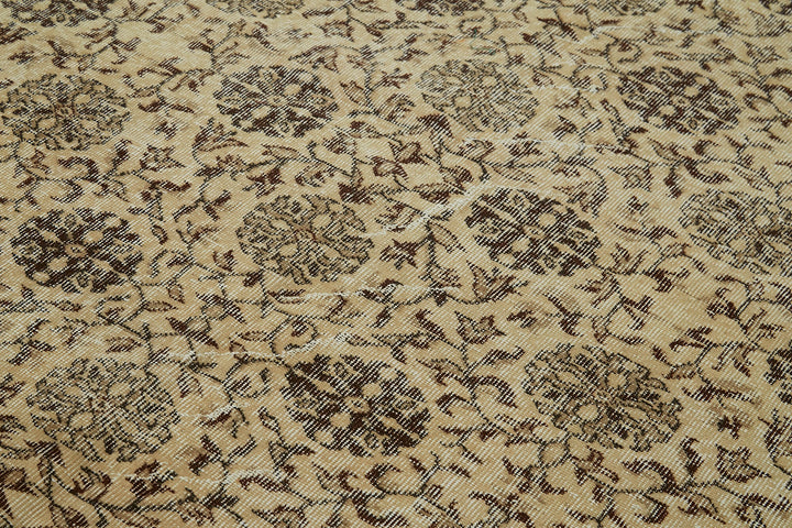 5x9 Beige Turkish Vintage Area Rug - 41696