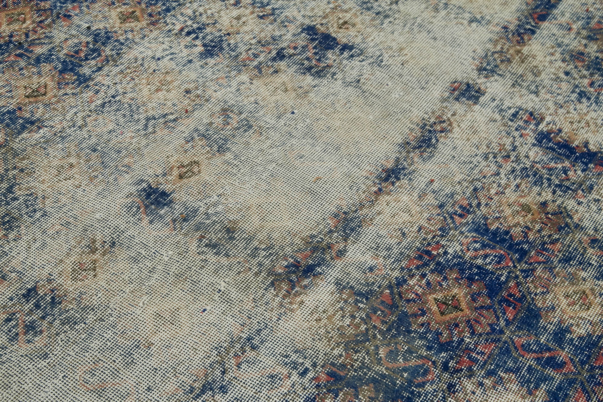 6x9 Beige Turkish Vintage Area Rug - 41699