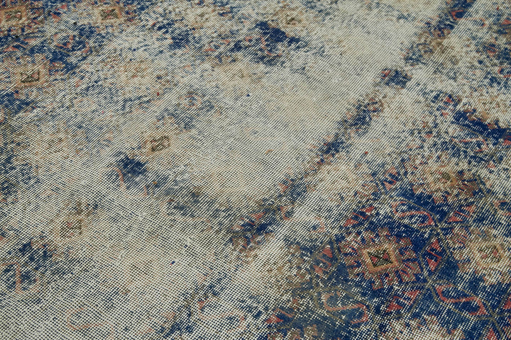 6x9 Beige Turkish Vintage Area Rug - 41699