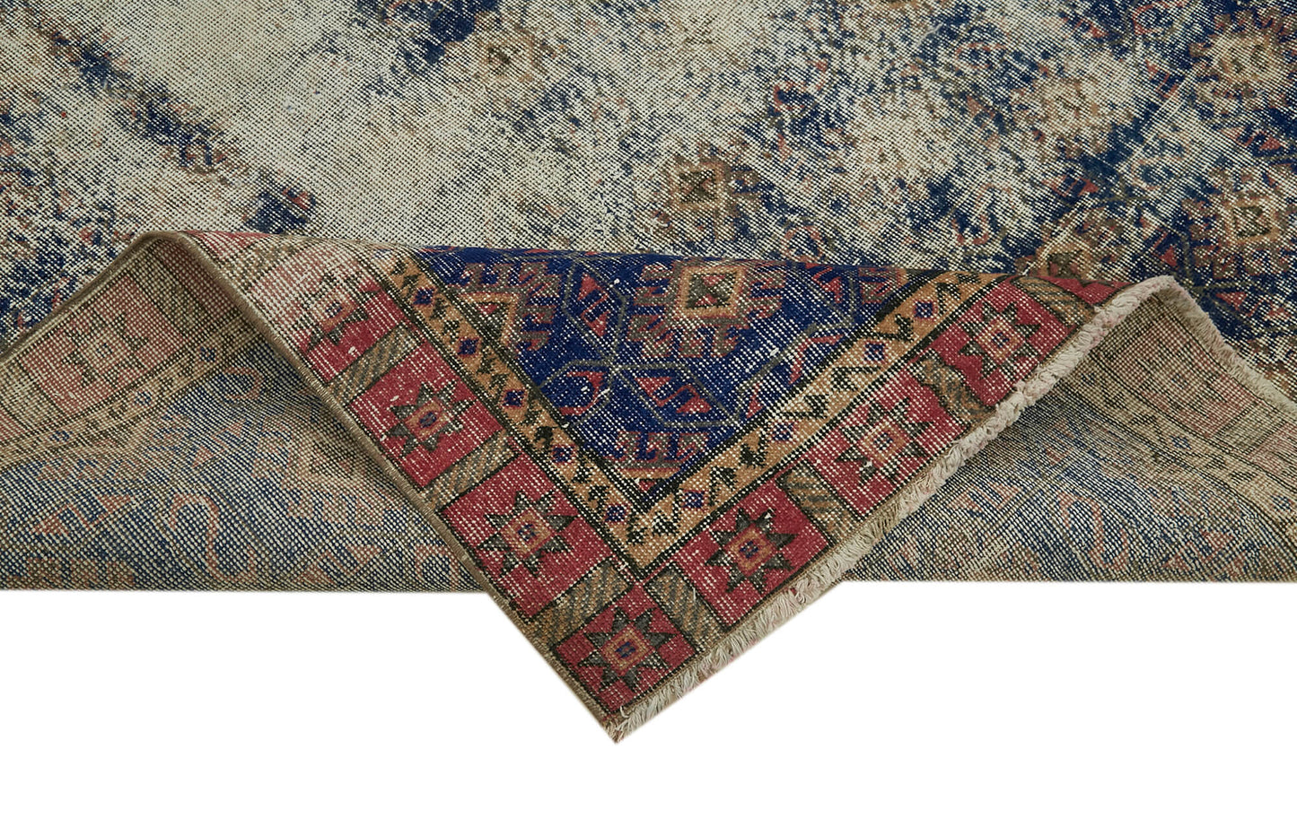 6x9 Beige Turkish Vintage Area Rug - 41699