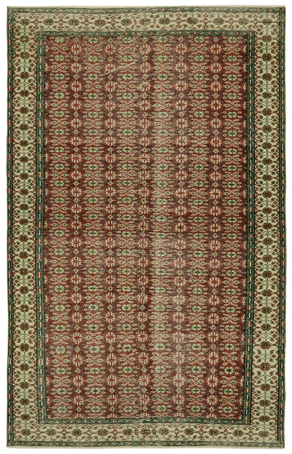 6x9 Beige Turkish Vintage Area Rug - 41705