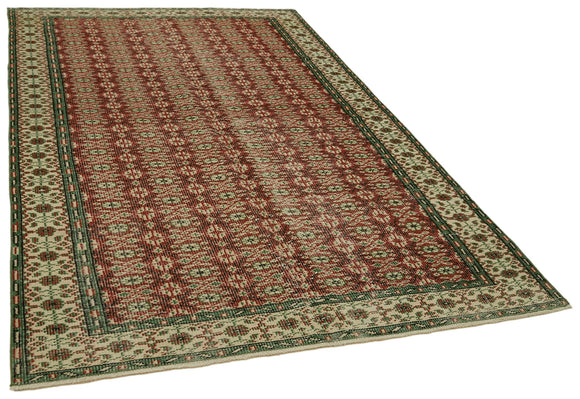 6x9 Beige Turkish Vintage Area Rug - 41705