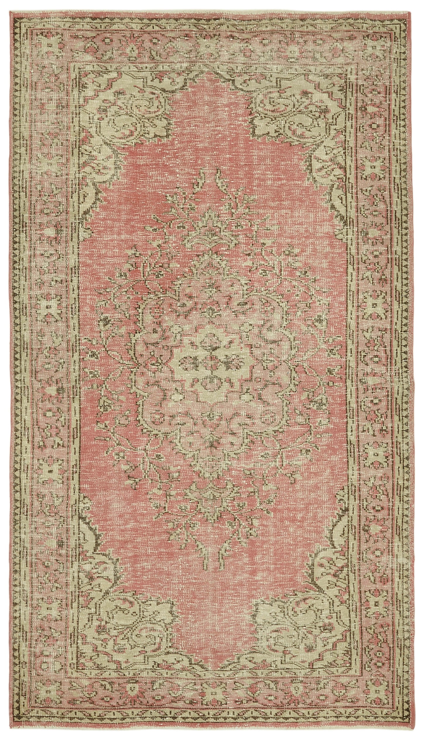5x9 Beige Turkish Vintage Area Rug - 41712