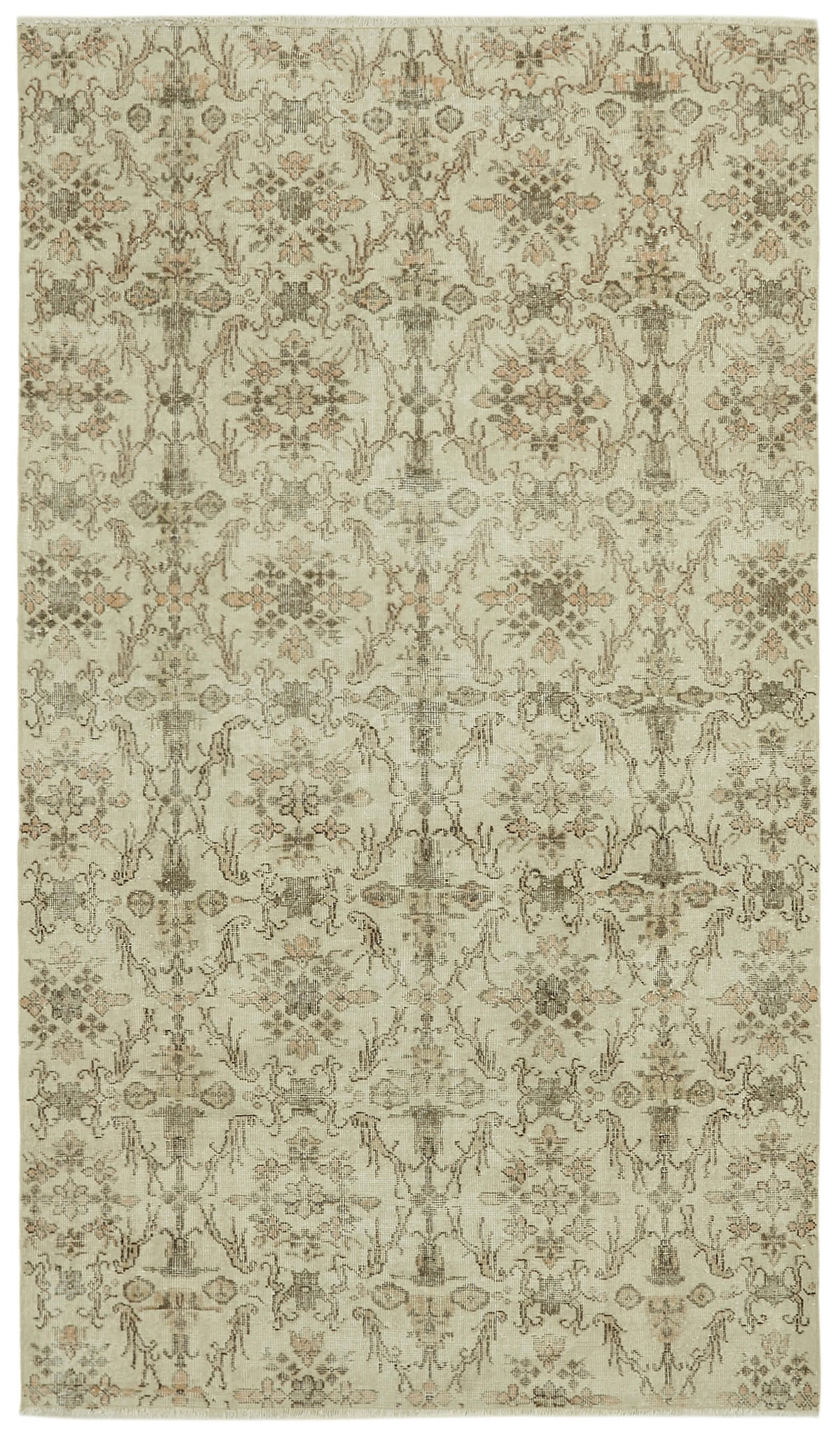 5x9 Beige Turkish Vintage Area Rug - 41726