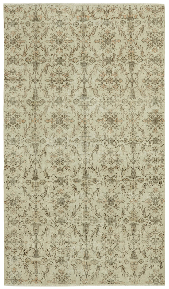 5x9 Beige Turkish Vintage Area Rug - 41726