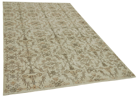 5x9 Beige Turkish Vintage Area Rug - 41726
