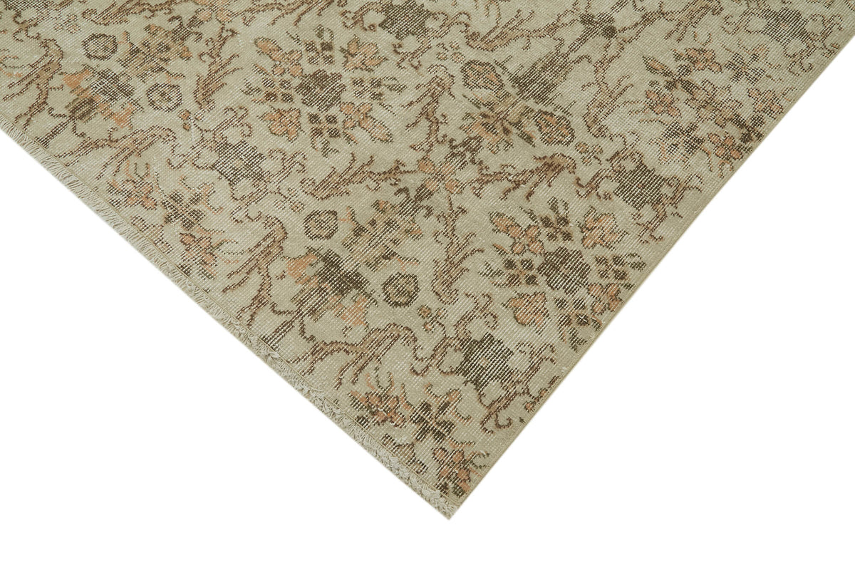 5x9 Beige Turkish Vintage Area Rug - 41726