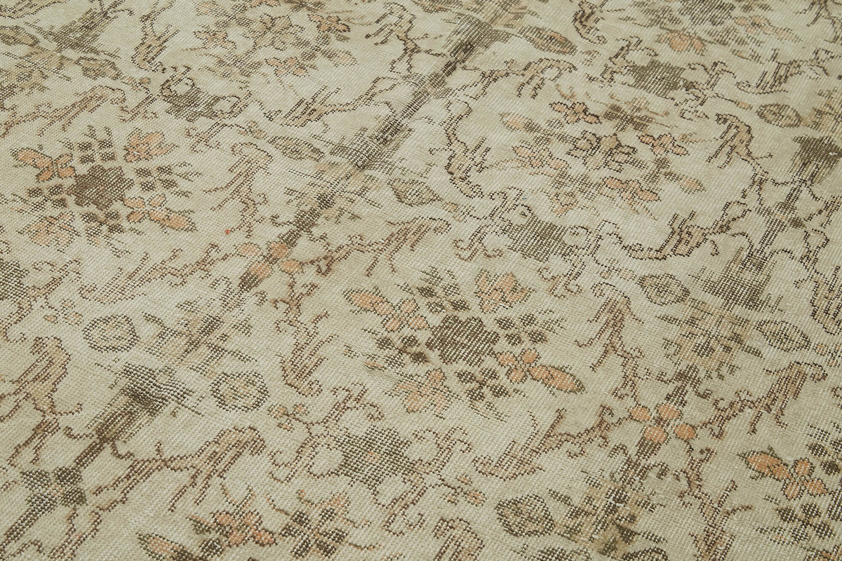 5x9 Beige Turkish Vintage Area Rug - 41726