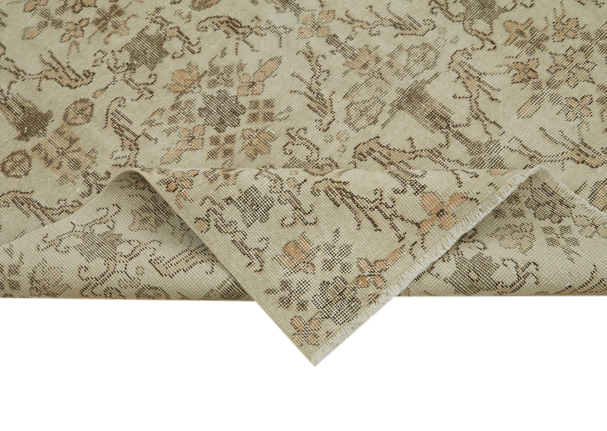 5x9 Beige Turkish Vintage Area Rug - 41726