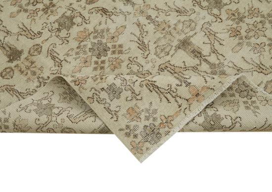 5x9 Beige Turkish Vintage Area Rug - 41726