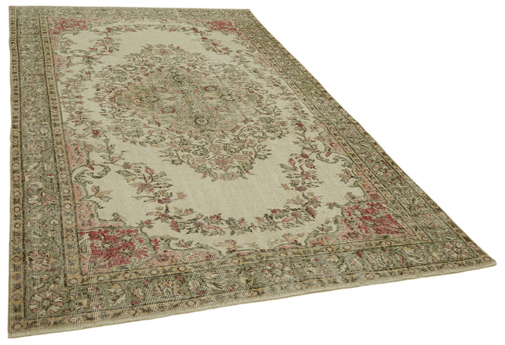 6x9 Beige Turkish Vintage Area Rug - 41731