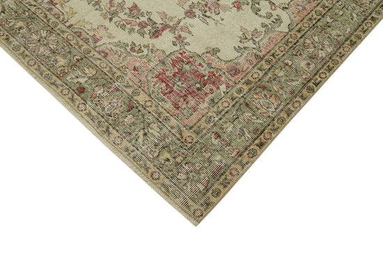 6x9 Beige Turkish Vintage Area Rug - 41731