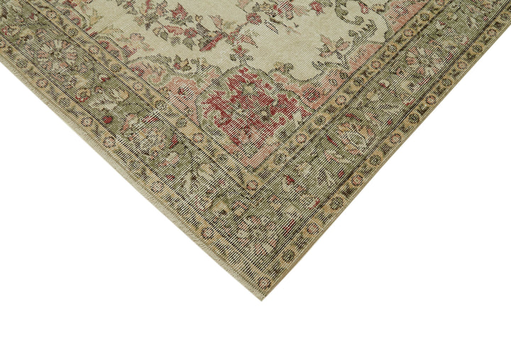 6x9 Beige Turkish Vintage Area Rug - 41731