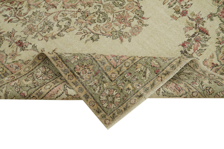 6x9 Beige Turkish Vintage Area Rug - 41731