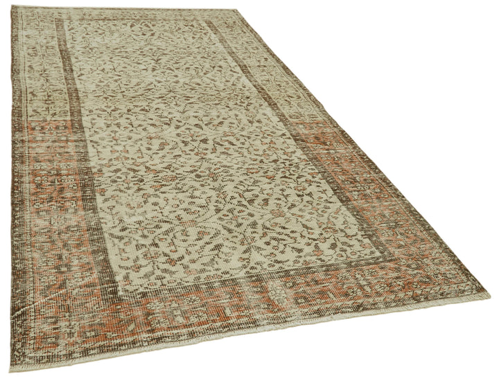 5x9 Beige Turkish Vintage Area Rug - 41737