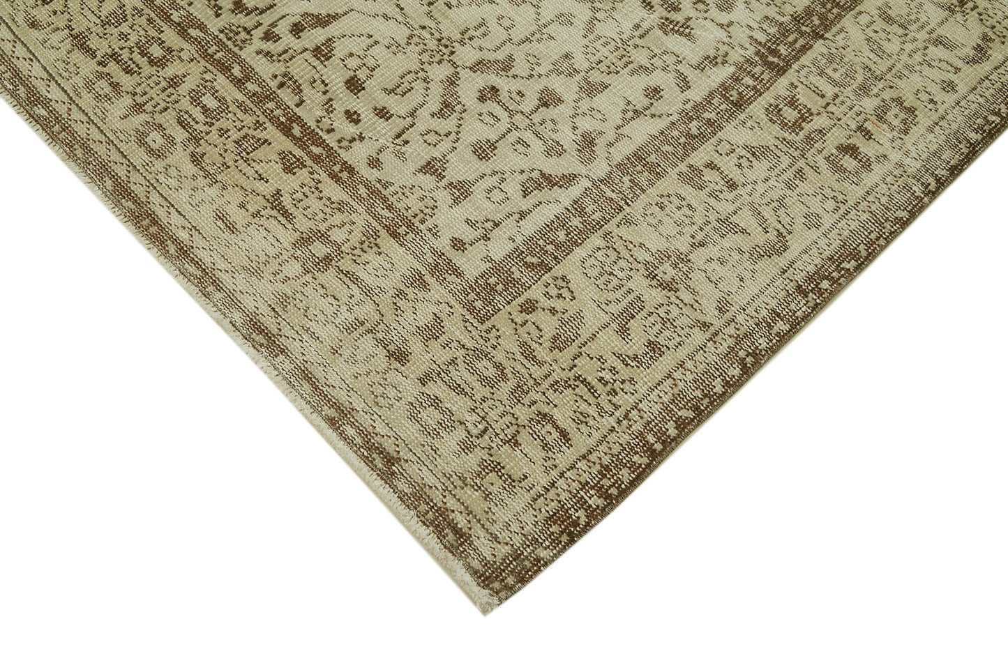 5x9 Beige Turkish Vintage Area Rug - 41737