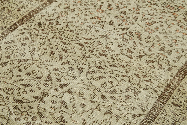5x9 Beige Turkish Vintage Area Rug - 41737