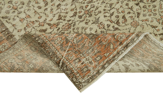 5x9 Beige Turkish Vintage Area Rug - 41737