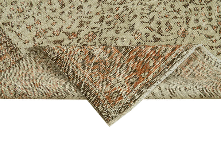 5x9 Beige Turkish Vintage Area Rug - 41737