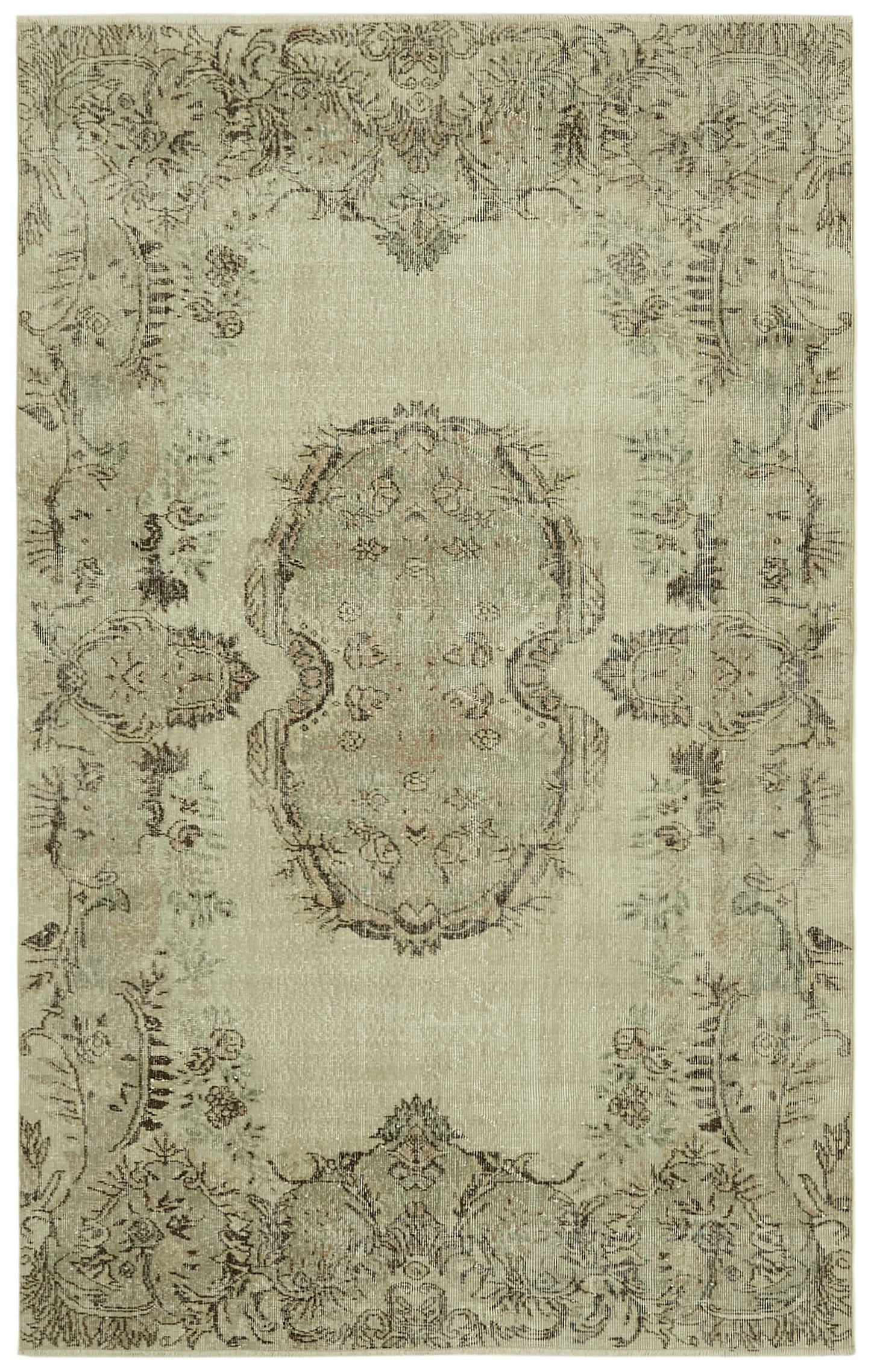 6x9 Beige Turkish Vintage Area Rug - 41745
