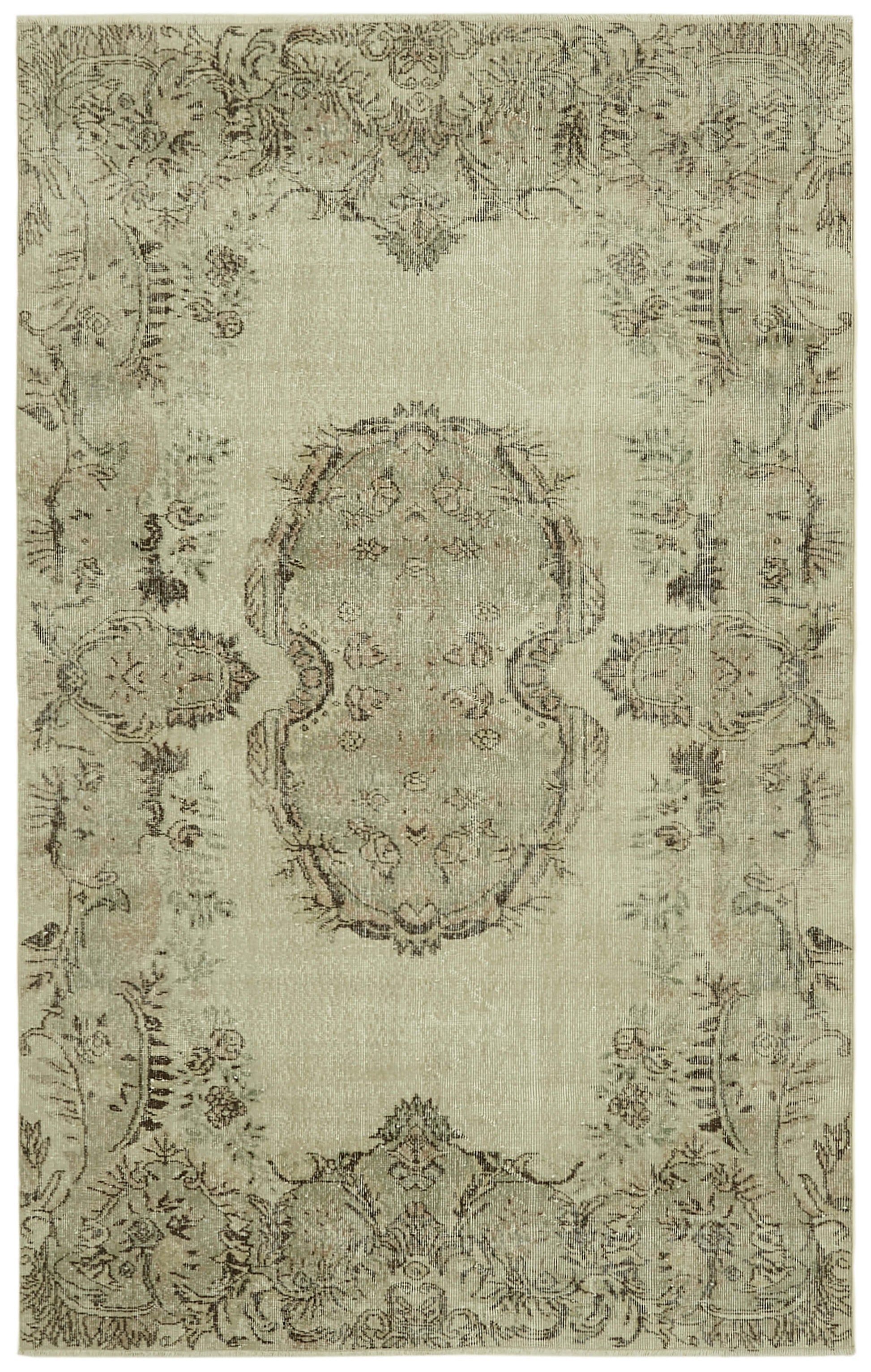 6x9 Beige Turkish Vintage Area Rug - 41745
