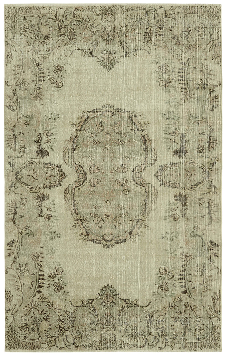 6x9 Beige Turkish Vintage Area Rug - 41745