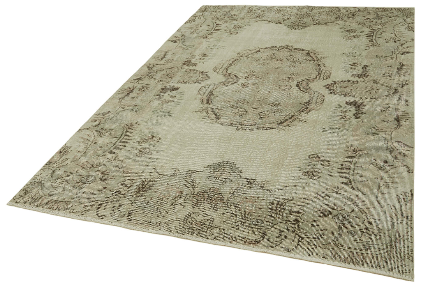 6x9 Beige Turkish Vintage Area Rug - 41745