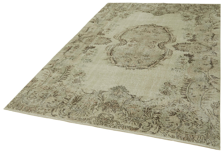6x9 Beige Turkish Vintage Area Rug - 41745
