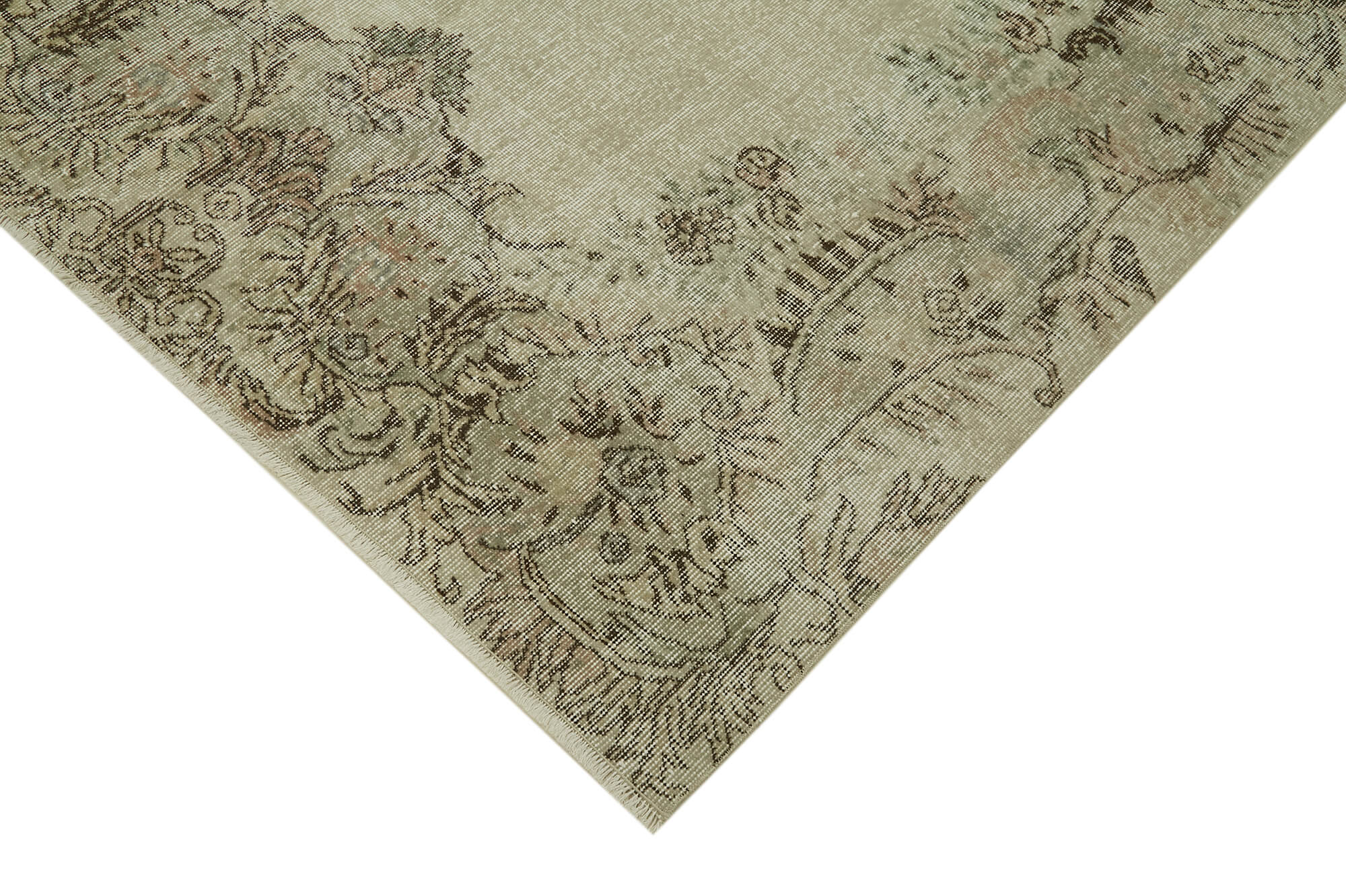 6x9 Beige Turkish Vintage Area Rug - 41745