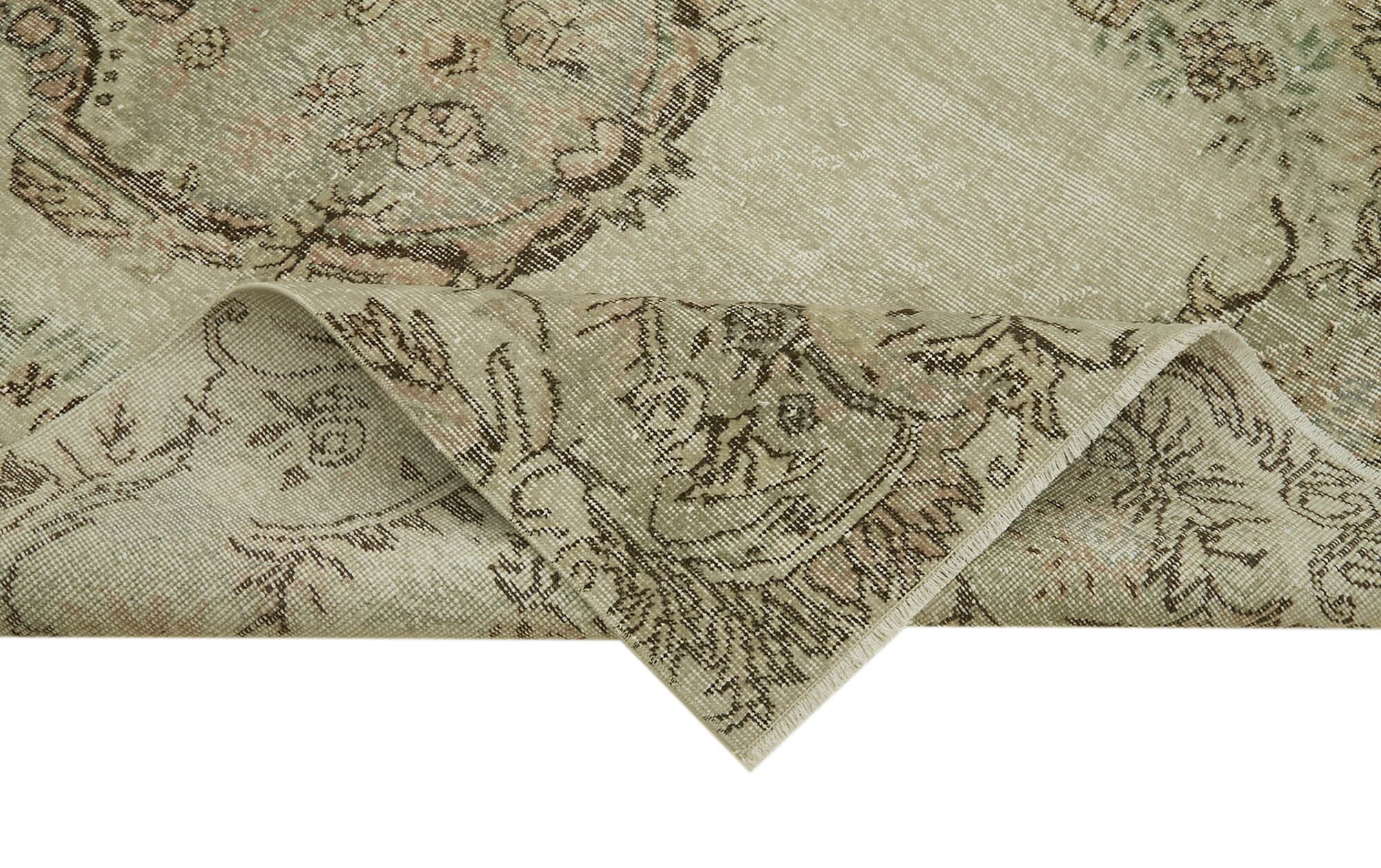 6x9 Beige Turkish Vintage Area Rug - 41745