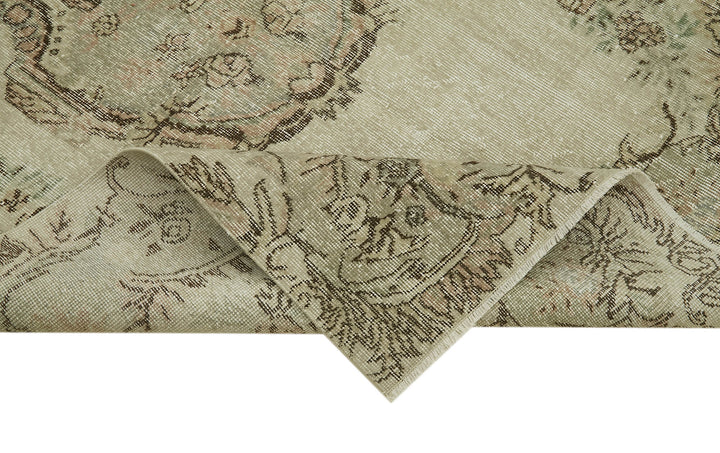 6x9 Beige Turkish Vintage Area Rug - 41745