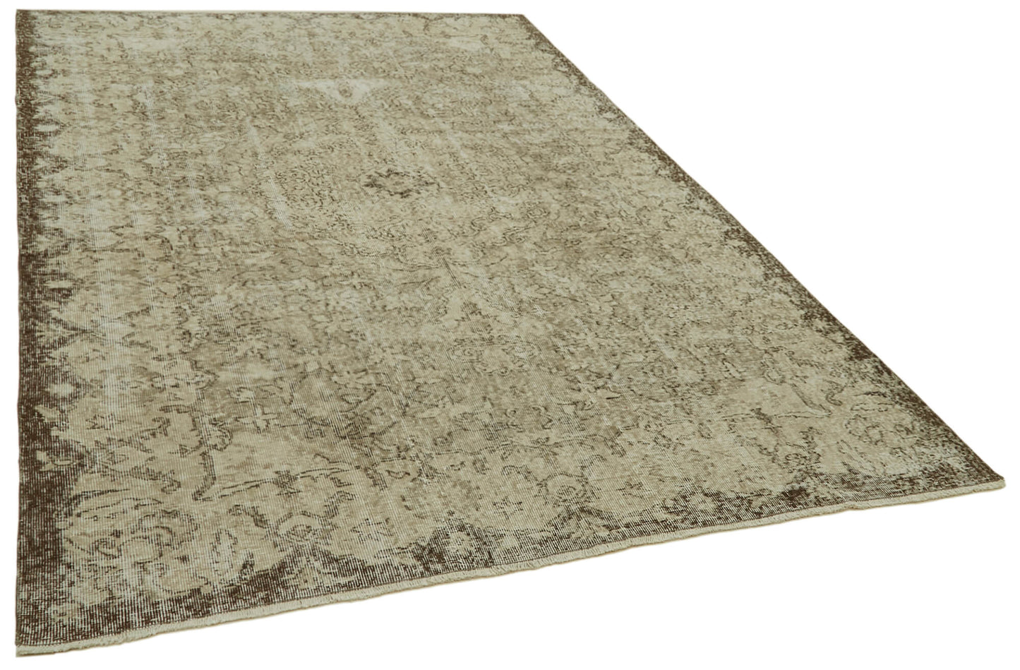 6x9 Beige Turkish Vintage Area Rug - 41746