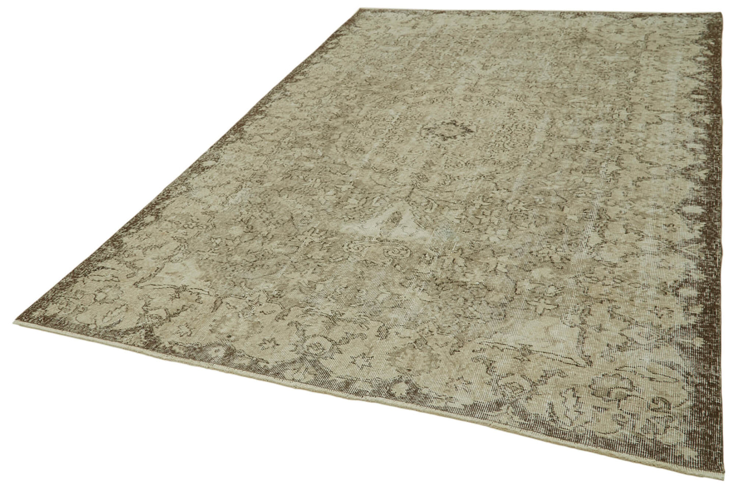 6x9 Beige Turkish Vintage Area Rug - 41746