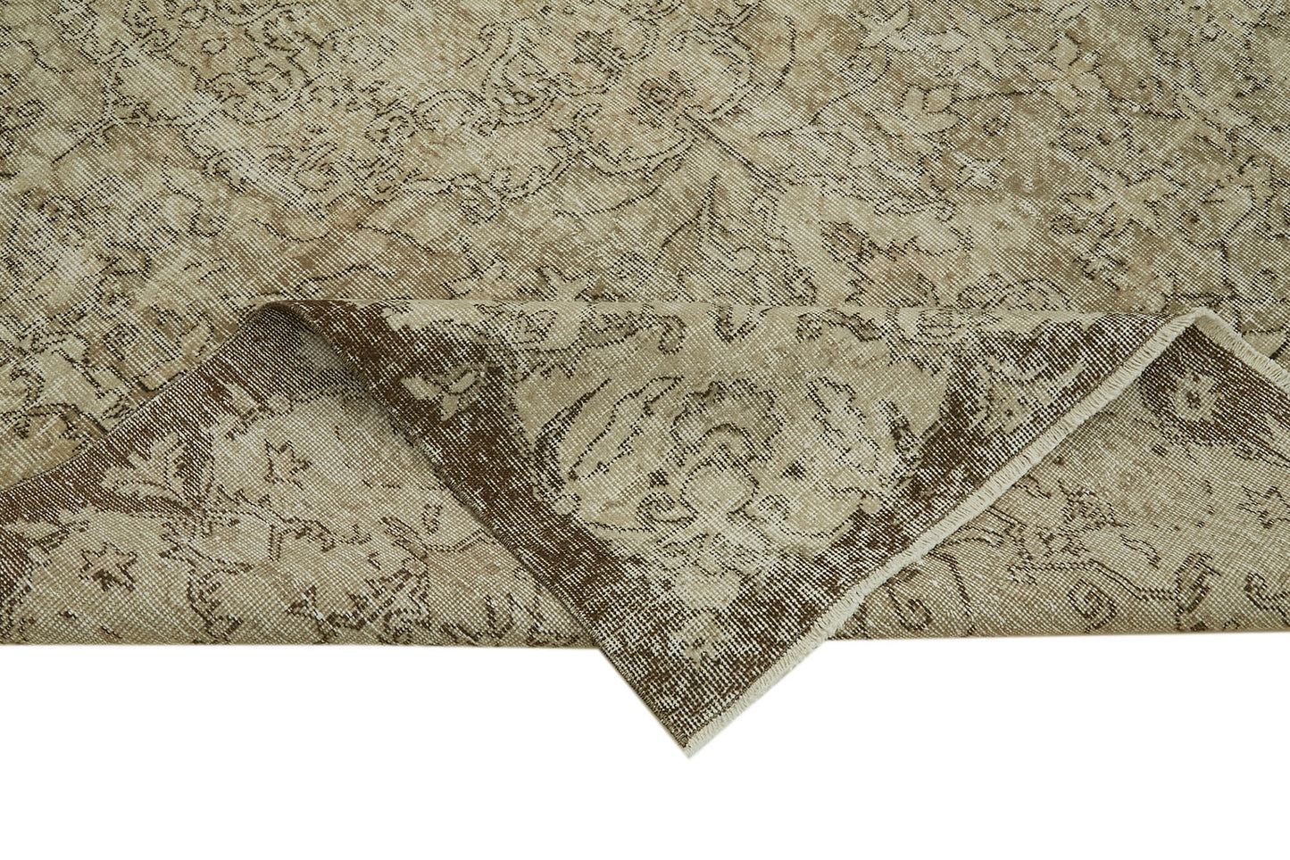 6x9 Beige Turkish Vintage Area Rug - 41746