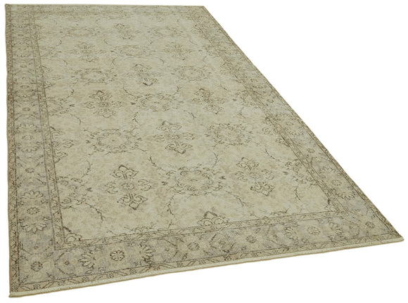 5x9 Beige Turkish Vintage Area Rug - 41747