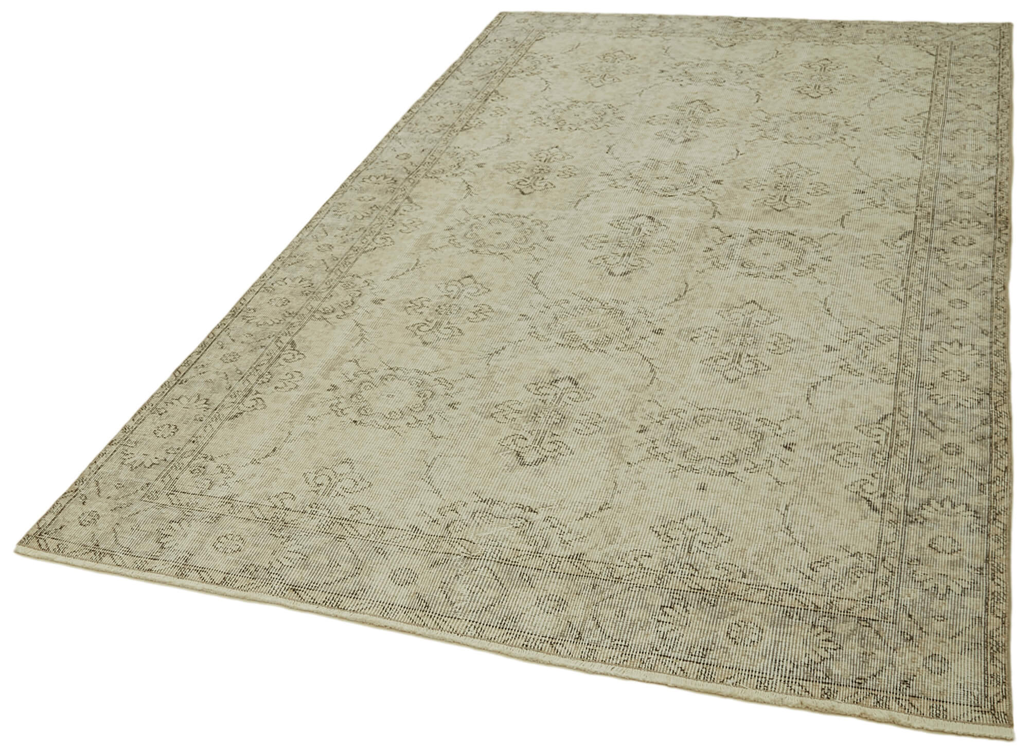 5x9 Beige Turkish Vintage Area Rug - 41747