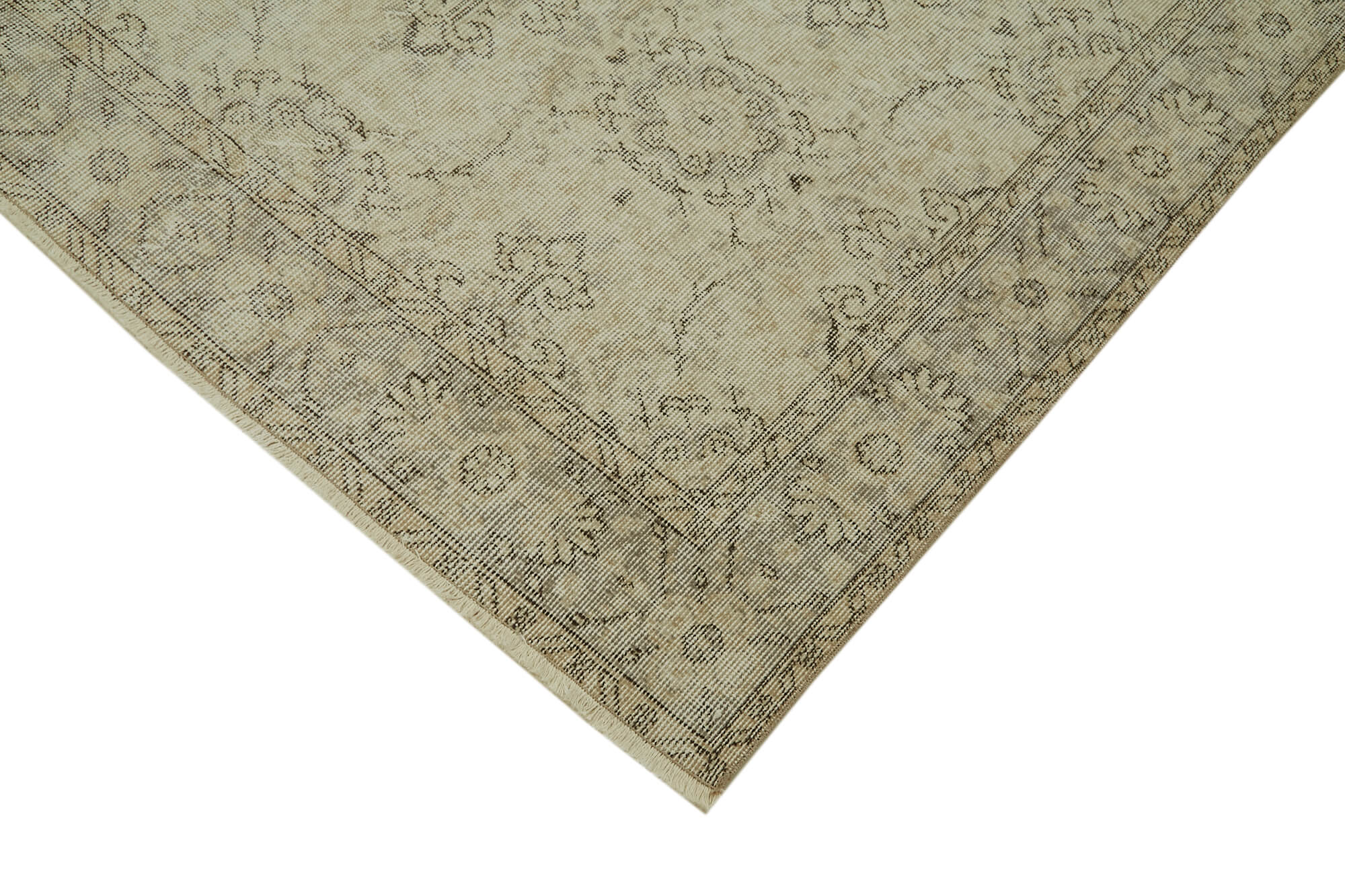 5x9 Beige Turkish Vintage Area Rug - 41747