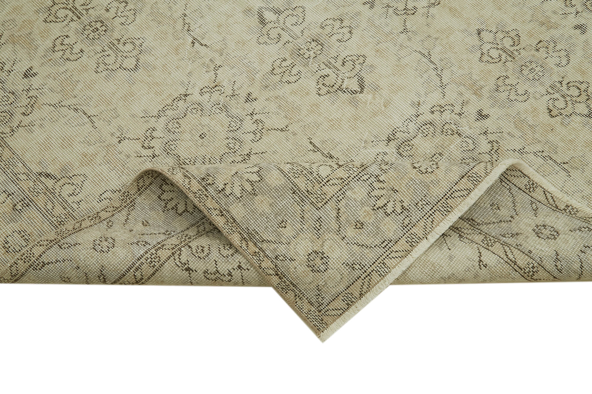 5x9 Beige Turkish Vintage Area Rug - 41747