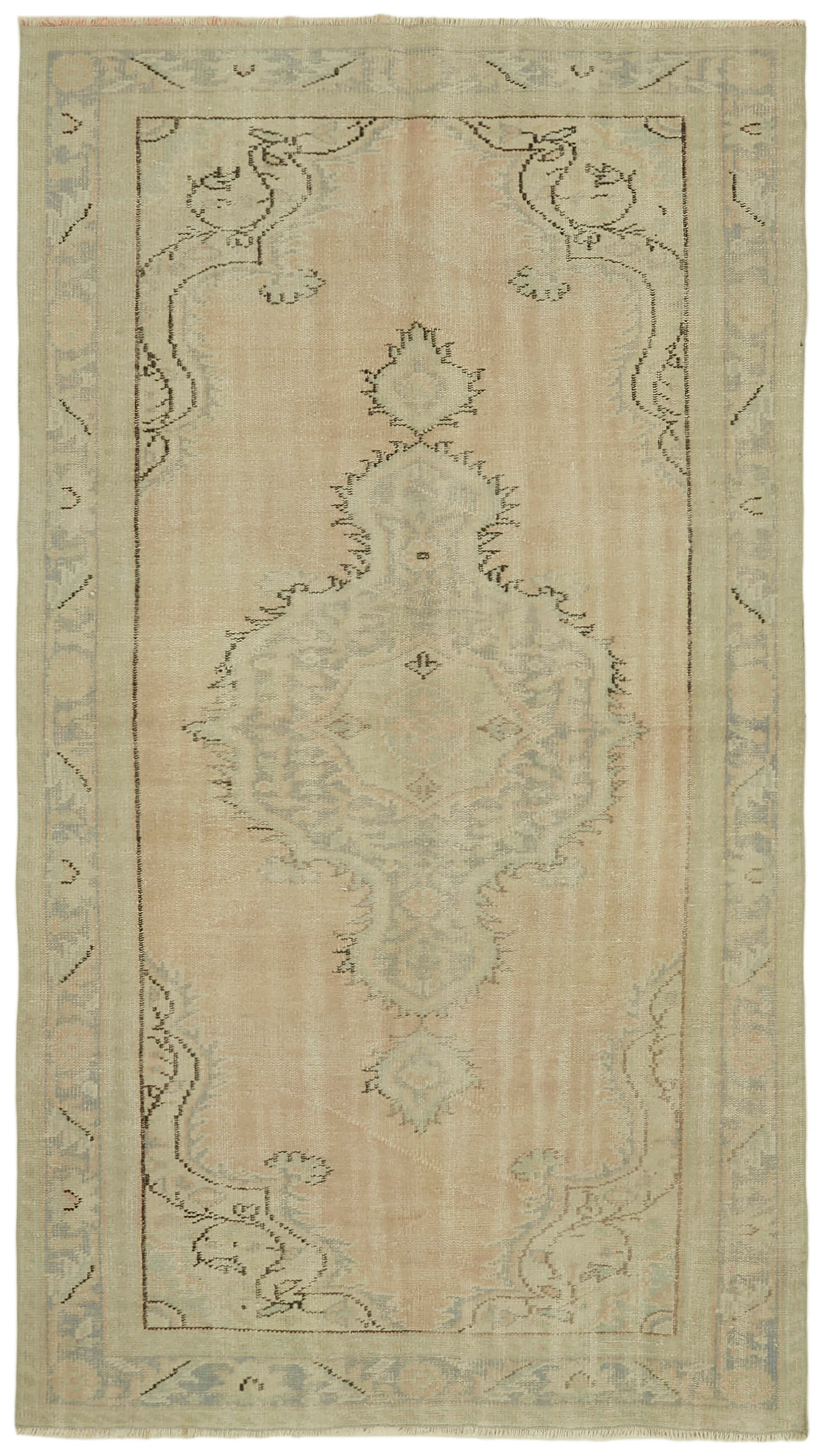 5x8 Beige Turkish Vintage Area Rug - 41750