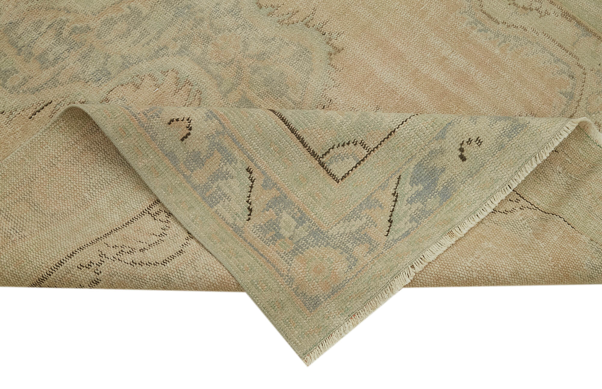 5x8 Beige Turkish Vintage Area Rug - 41750