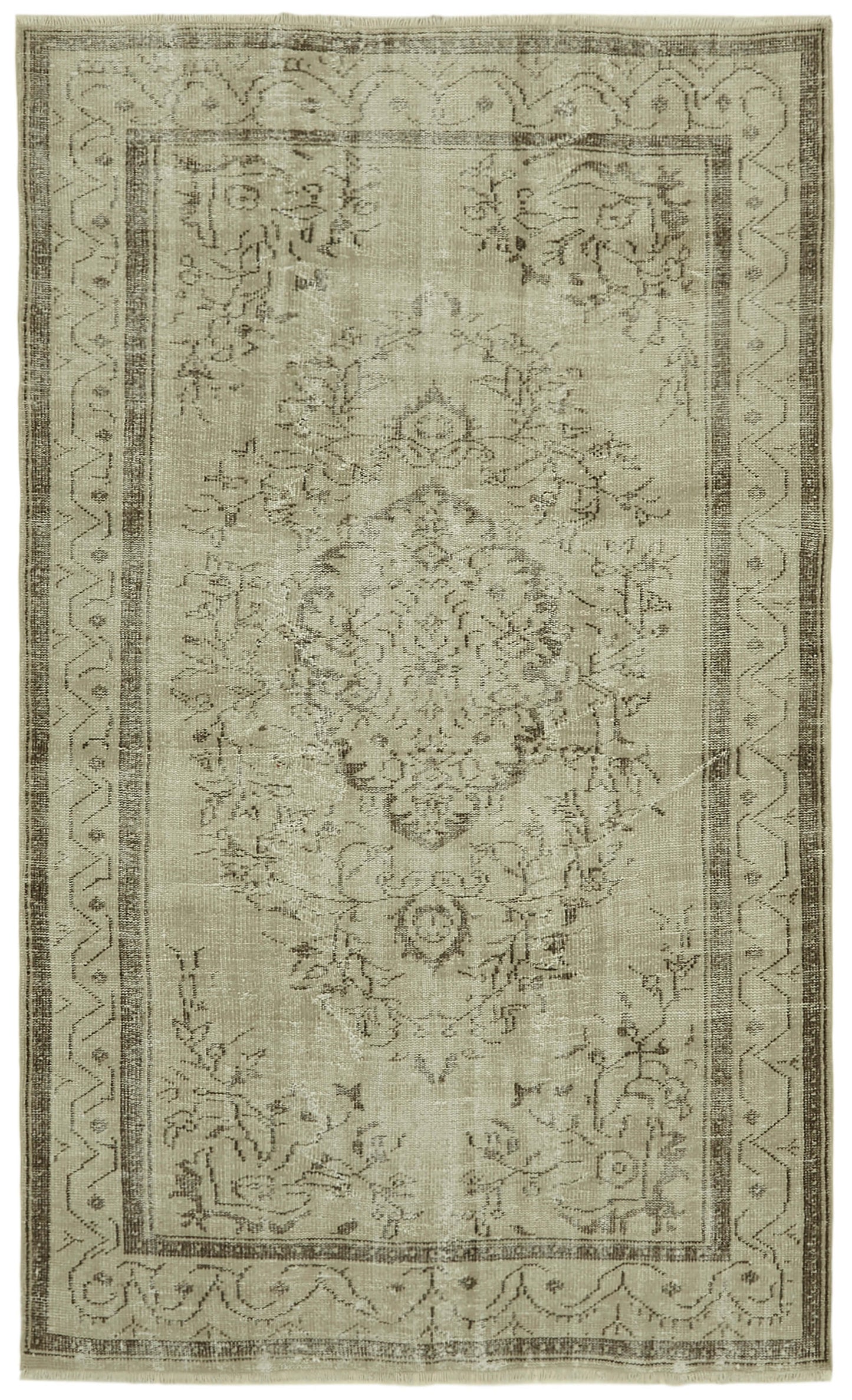 5x8 Beige Turkish Vintage Area Rug - 41751