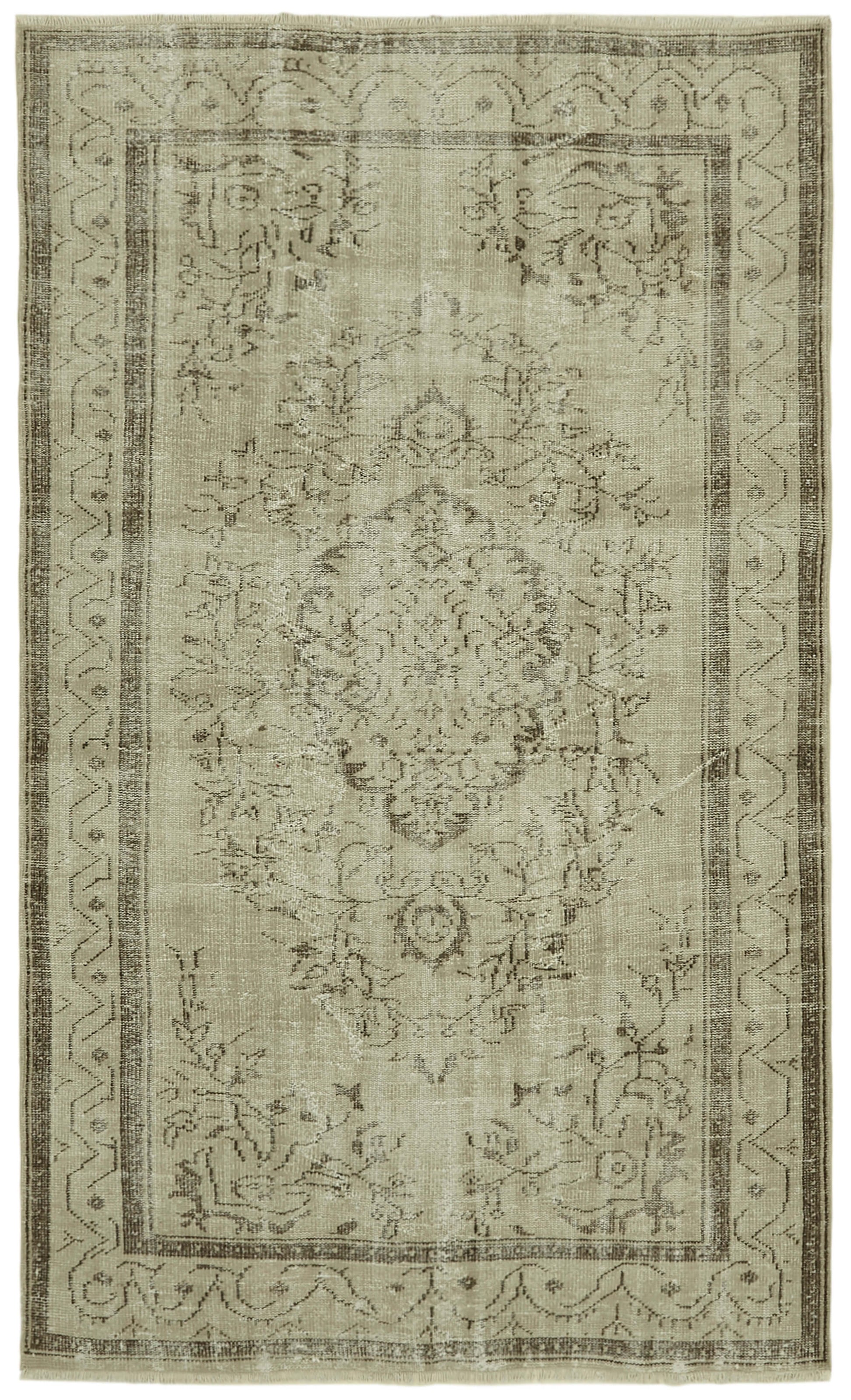 5x8 Beige Turkish Vintage Area Rug - 41751