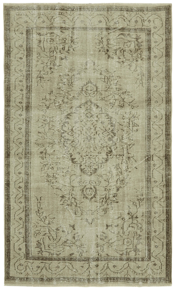 5x8 Beige Turkish Vintage Area Rug - 41751