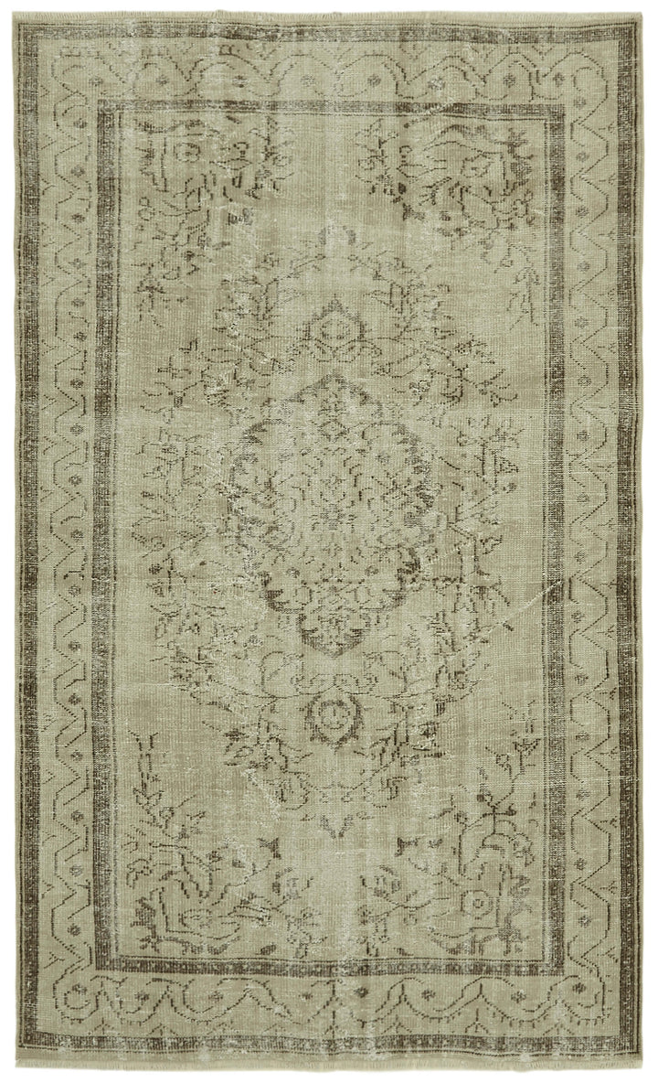 5x8 Beige Turkish Vintage Area Rug - 41751