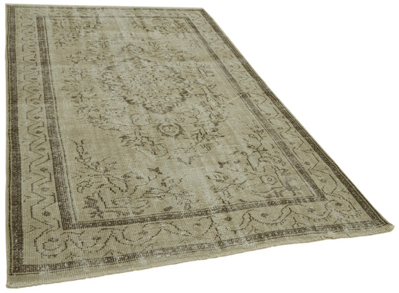 5x8 Beige Turkish Vintage Area Rug - 41751
