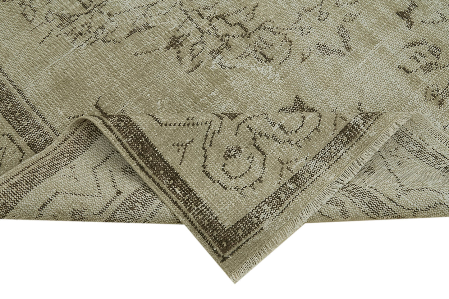 5x8 Beige Turkish Vintage Area Rug - 41751