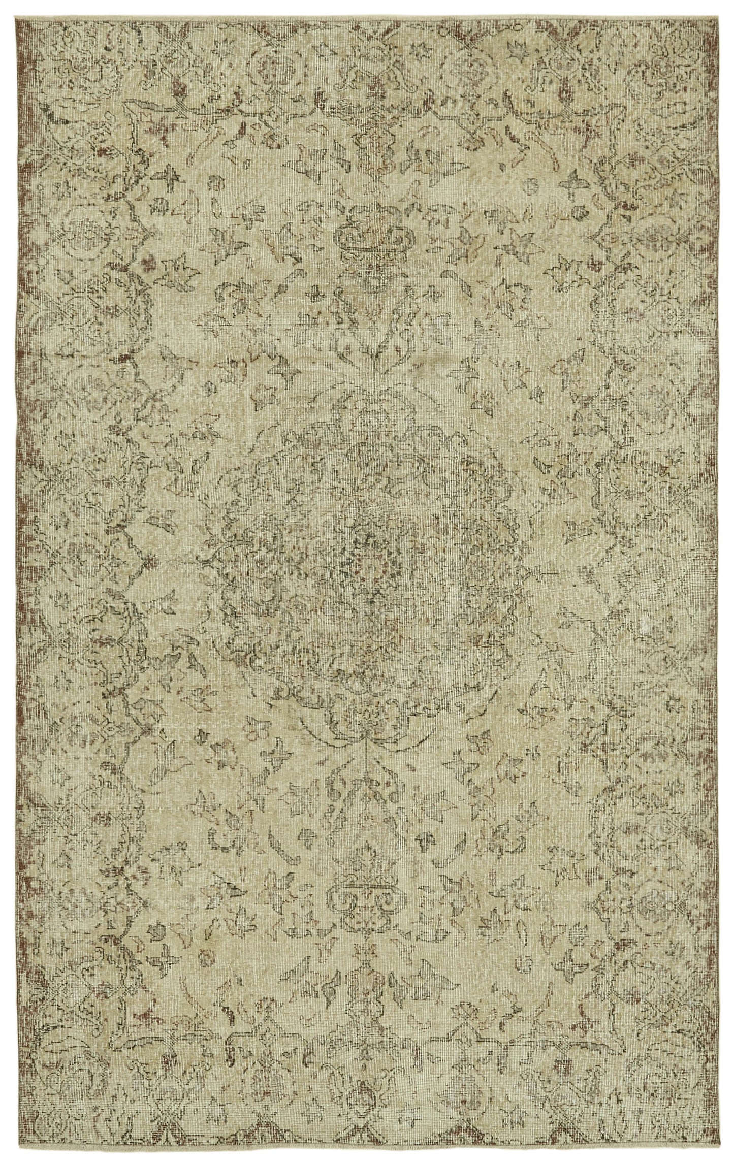 6x10 Beige Turkish Vintage Area Rug - 41752